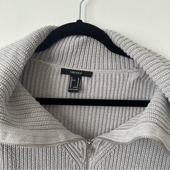 Forever 21 Gray Cardigan Sweater with Zipper - Picture 3 of 6